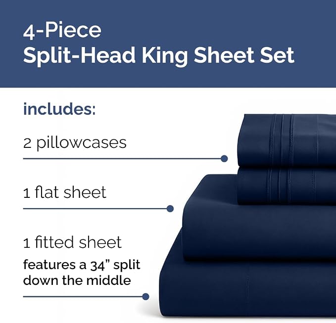 Flex Top Split Head King 4 Piece Sheet Set - Image 2