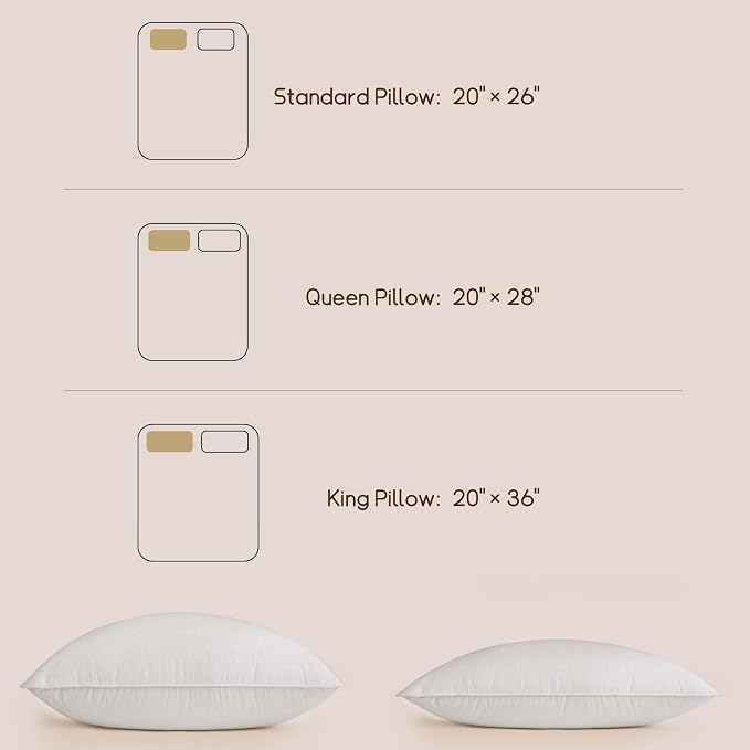 BHZ Goose Down Feather Pillows Queen Size Set of 4, Luxury Hotel Alternative - Image 9