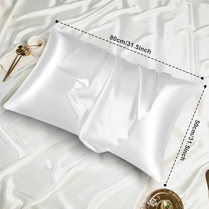 AUAUY 2 Pack Satin Silk Pillowcase, 19.69x31.50inches Silk Pillowcases - Image 2