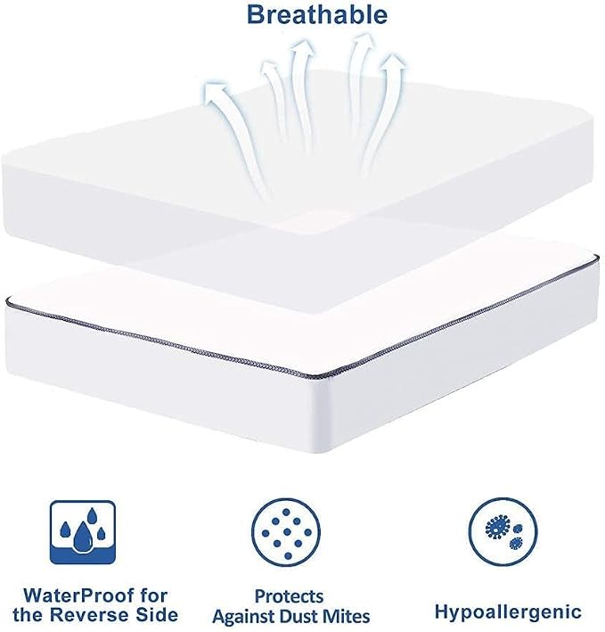 WhatsBedding Waterproof Mattress Pad Twin Size Cotton Top Down Alternative - Image 9