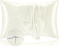 BEDELITE Satin Pillowcase with Zipper, Ivory Pillow Cases Queen Size Set of 2 by BEDELITE