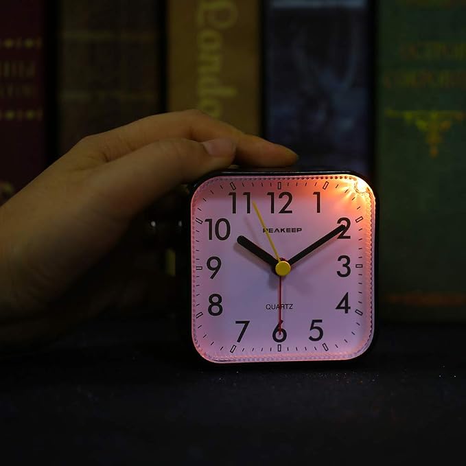 Peakeep Small Battery Operated Analog Travel Alarm Clock Silent No Ticking - Image 5