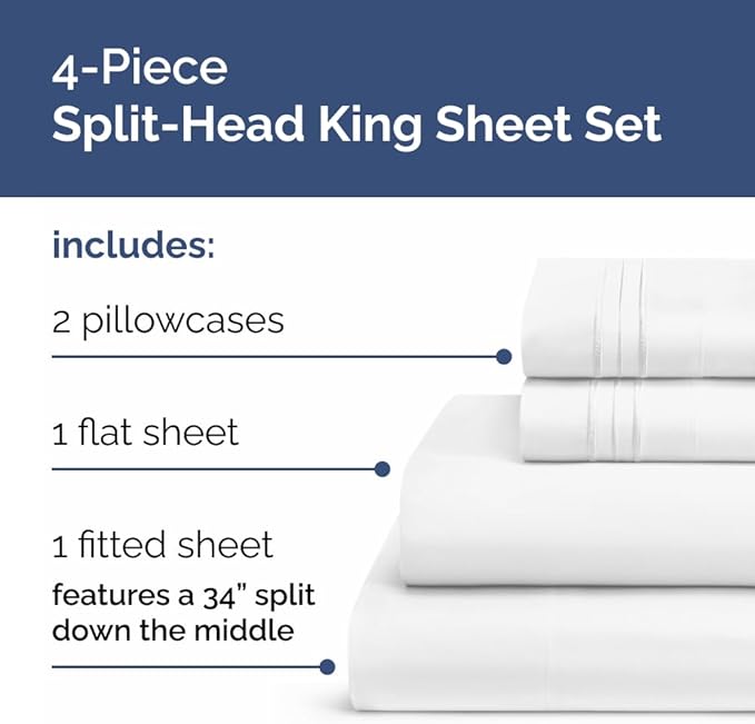 Flex Top Split Head King 4 Piece Sheet Set - Image 2