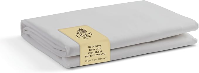 Linen Home 100% Cotton Percale 1 Flat Sheet, King Size by LINENHOME