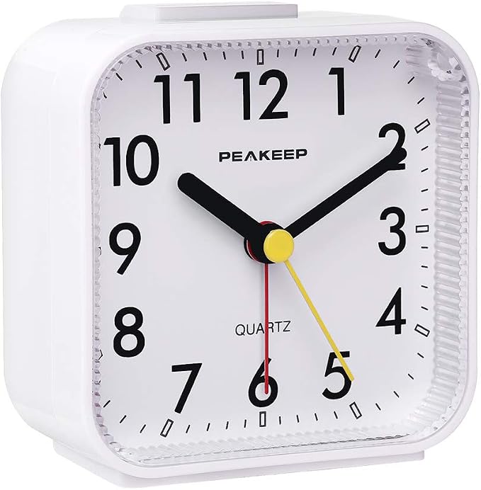 Peakeep Small Battery Operated Analog Travel Alarm Clock Silent No Ticking - Image 2