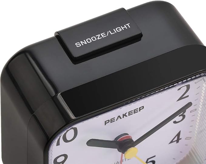 Peakeep Small Battery Operated Analog Travel Alarm Clock Silent No Ticking - Image 3