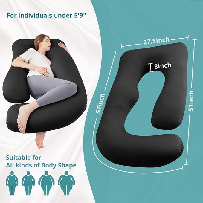 Sasttie Pregnancy Pillows for Sleeping, Jumbo U Shaped Cooling Full Body Pillow - Image 2