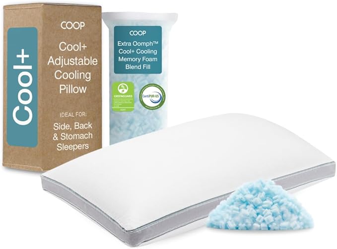 Coop Home Goods Cool+ Adjustable Pillow, King Size Plus Shaped Memory Foam by CoopSleepGoods