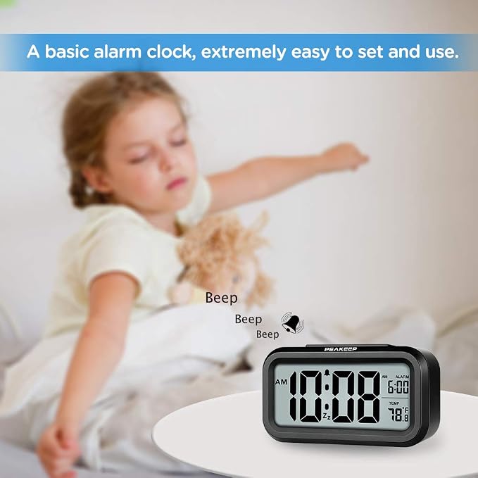 Peakeep Night Light Digital Alarm Clock Battery Operated - Image 2