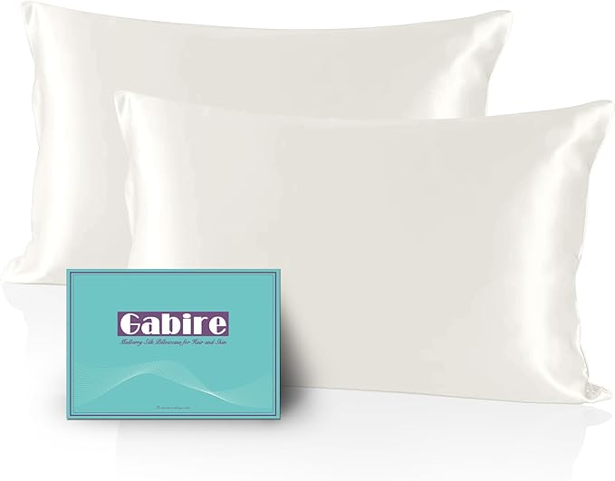 Gabire Mulberry Silk Pillow Cases Set of 2, Both Sides Real Silk Pillowcase by MulberrySilkPillowcases