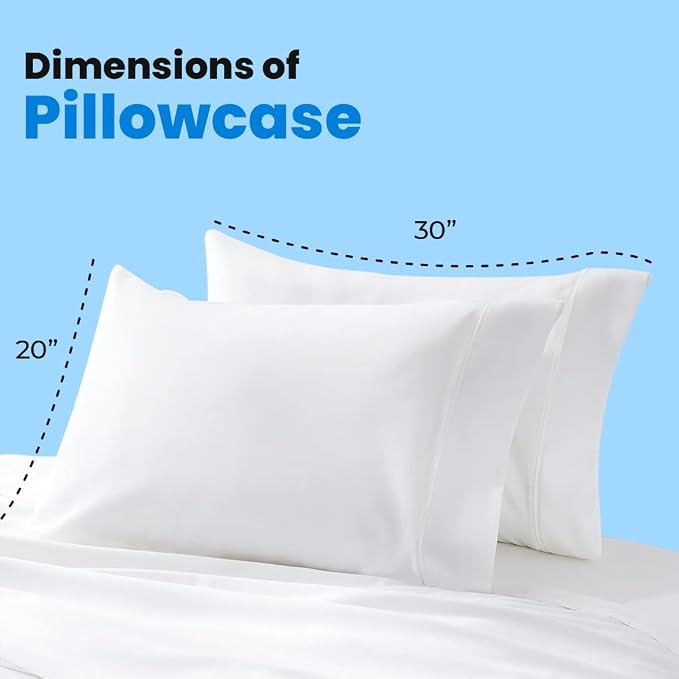 Avalon Bedding Pillow Cases Standard Size White Pillow Cases Set of 2 Cotton - Image 7