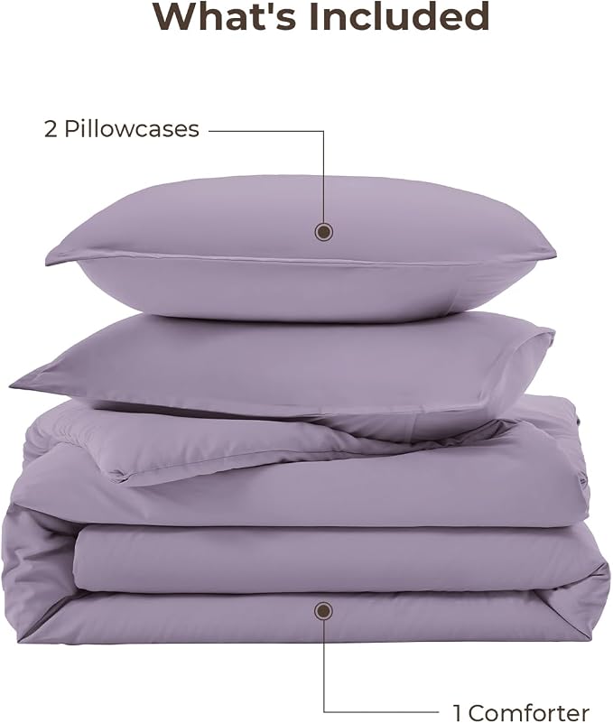 Litanika Grayish Lavender Purple Comforter Set Full Size, 3 Pieces Lightweight - Image 7