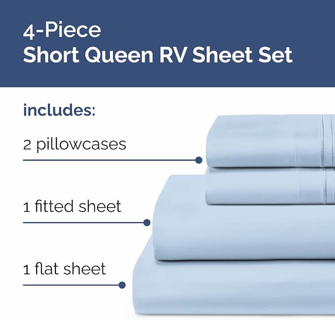 Short Queen Size 4 Piece Sheet Set - Image 2