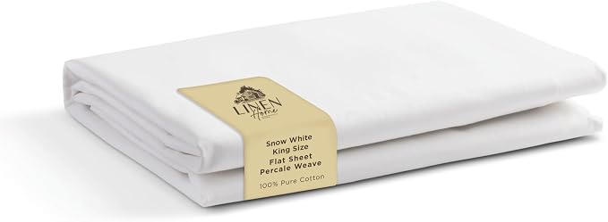 Linen Home 100% Cotton Percale 1 Flat Sheet, King Size by LINENHOME