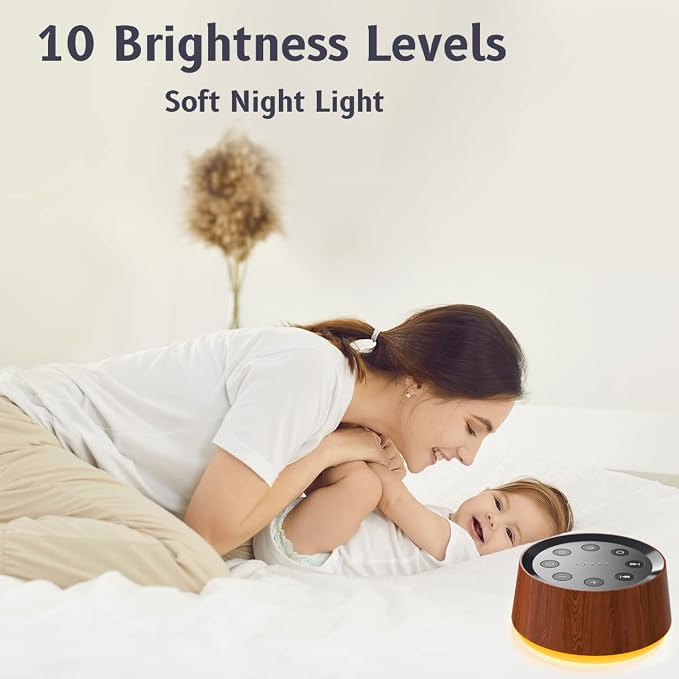 Brown Noise Sound Machine with 30 Soothing Sounds 12 Colors Night Light White - Image 5