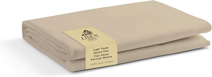 Linen Home 100% Cotton Percale 1 Flat Sheet, Queen Size by LINENHOME