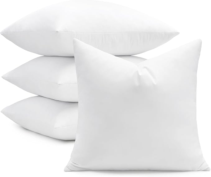 puredown® 22x22 Feather Down Pillow Inserts, 4 Pack Throw Pillow Inserts by Puredown