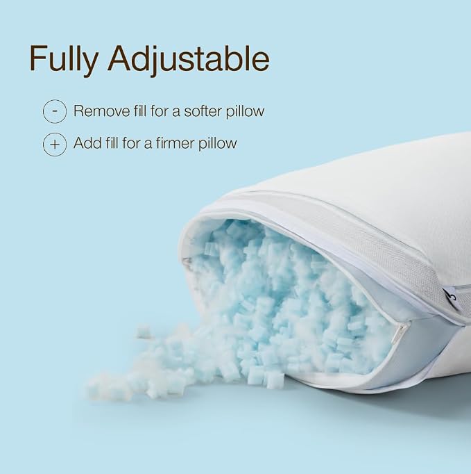 Coop Home Goods Cool+ Adjustable Cooling Body Pillow, Cooling Gel Memory Foam & - Image 3