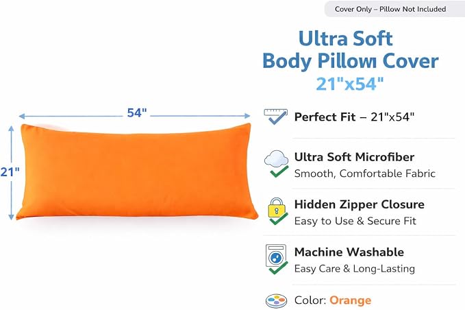 Evolive Ultra Soft Microfiber Body Pillow Cover/Pillowcases 21"x54" - Image 3