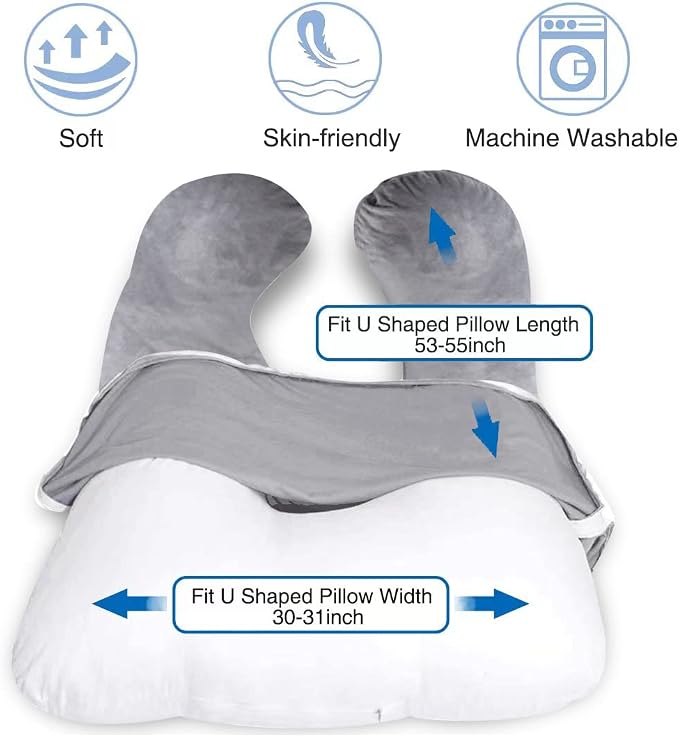 MOON PINE Pregnancy Pillow Cover, U Shaped Body Pillow Cover Only, Velvet - Image 2