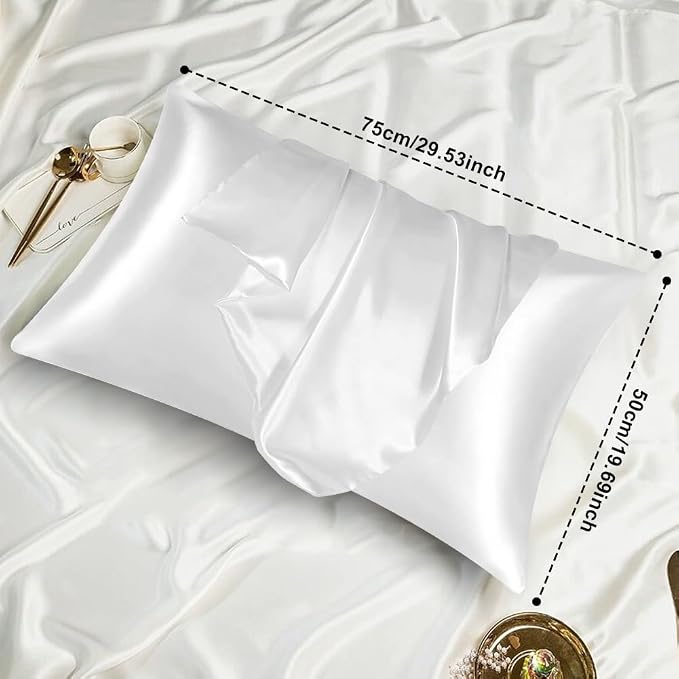 AUAUY 2 Pack Satin Silk Pillowcase, 19.69x29.53inches Silk Pillowcases - Image 2