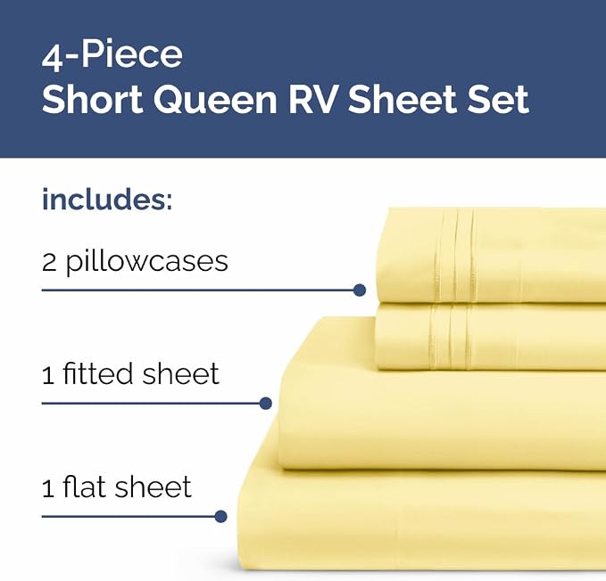 Short Queen Size 4 Piece Sheet Set - Image 2