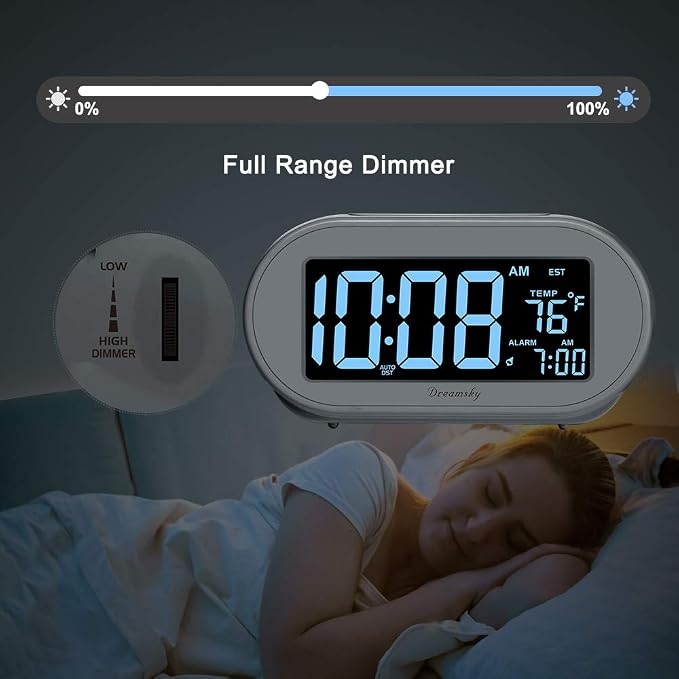 DreamSky Alarm Clocks for Bedrooms, Auto Set Digital Desk Clock for Bedside - Image 4