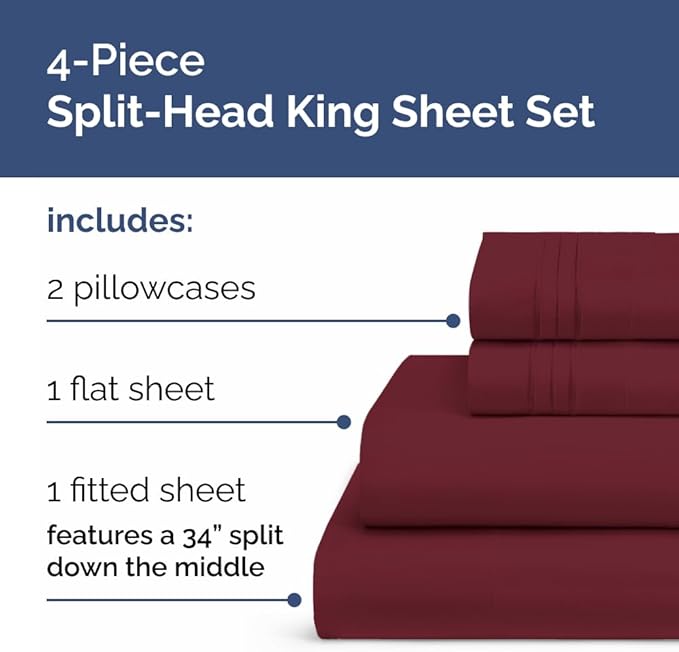 Flex Top Split Head King 4 Piece Sheet Set - Image 2
