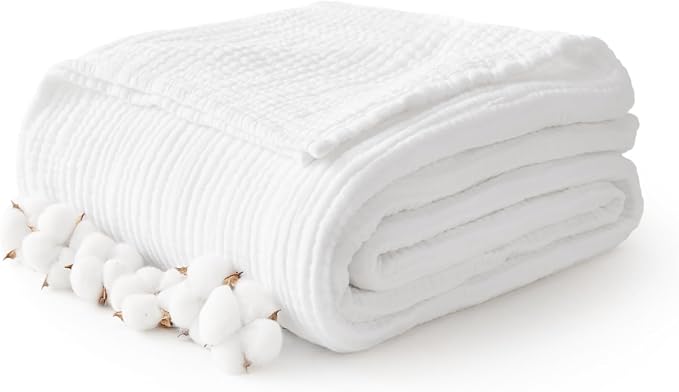 100% Cotton Muslin Blanket 40" x 40", Breathable and Lightweight Cotton Throw by Kozyhvn