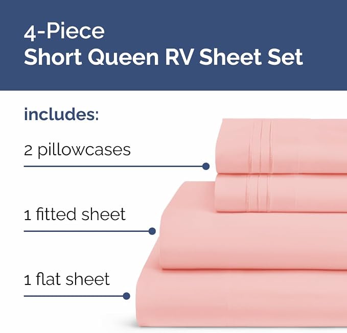 Short Queen Size 4 Piece Sheet Set - Image 2