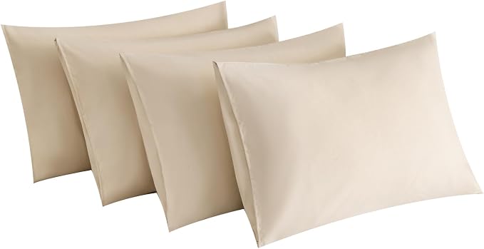 MINIPANDA Beige Pillow Cases Standard Size Set of 4 by Unknown