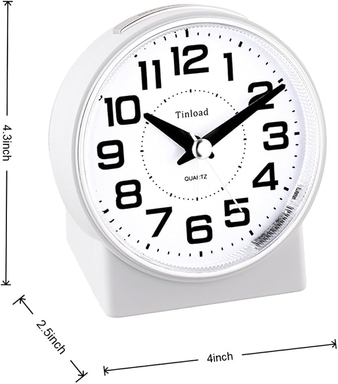 Tinload 4.3" No Ticking Analog Alarm Clock, Silent Readable - Image 3