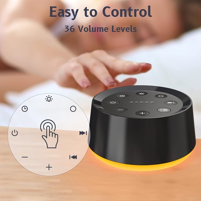 Brown Noise Sound Machine with 30 Soothing Sounds 12 Colors Night Light White - Image 3