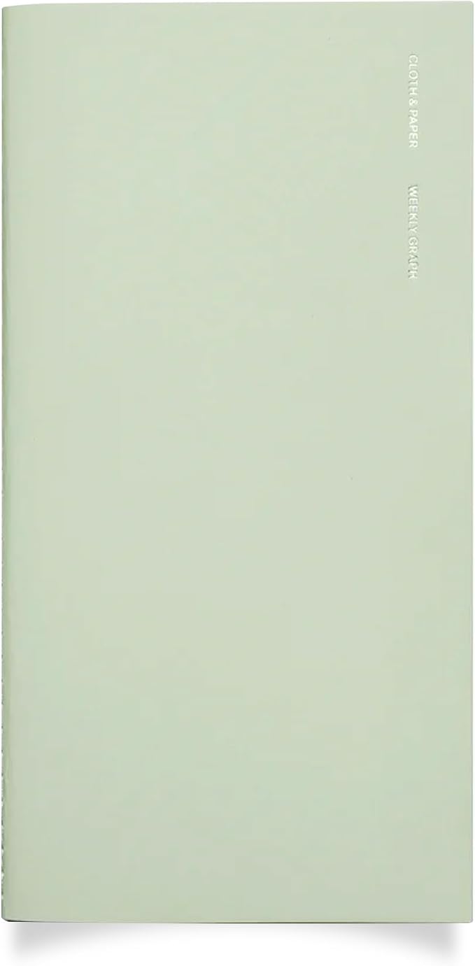 Cloth & Paper Travel Notebook | Weekly Planner Graph – Matcha | A5 Slim Weekly by ClothandPaper