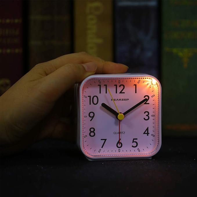 Peakeep Small Battery Operated Analog Travel Alarm Clock Silent No Ticking - Image 5