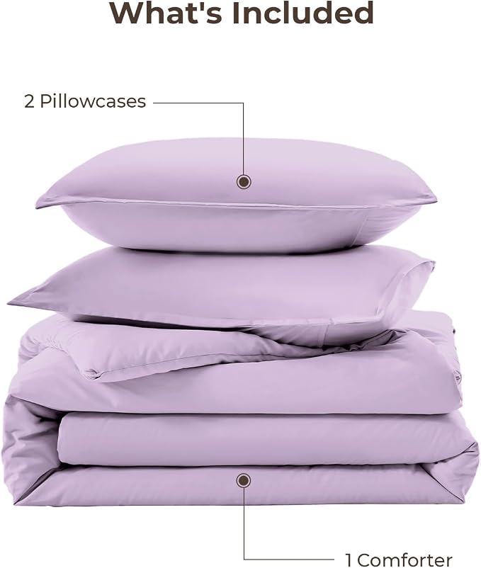 Litanika Lavender Purple Comforters Queen Size, 3 Pieces Lightweight Solid - Image 7