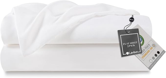 Lavisun Twin Flat Sheets Only 2 Pack, Hotel Quality Twin Flat Sheets Only by Lavisun