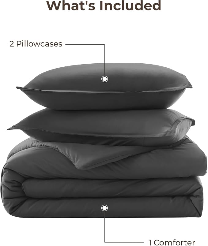 Litanika Dark Grey Comforters Oversized Queen Size, 3 Pieces Lightweight Solid - Image 7