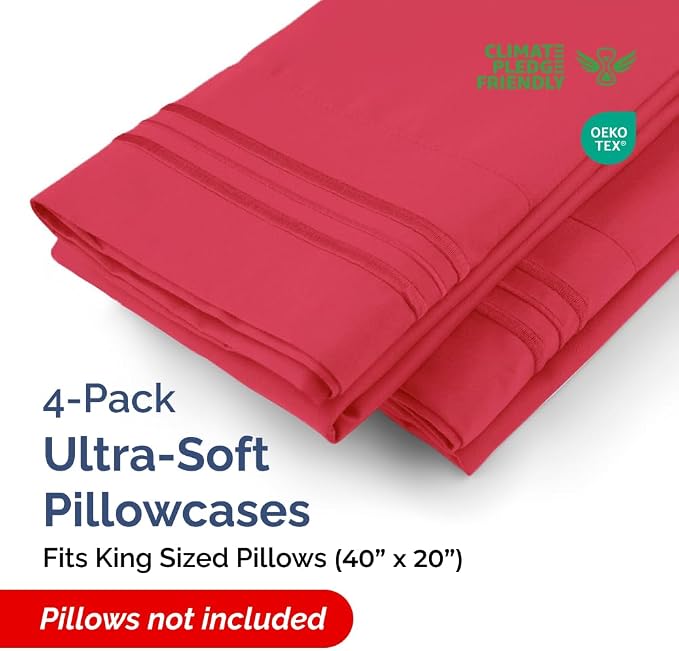 CGK Unlimited King Size Microfiber Pillowcase Set, 4 Pieces - Image 2