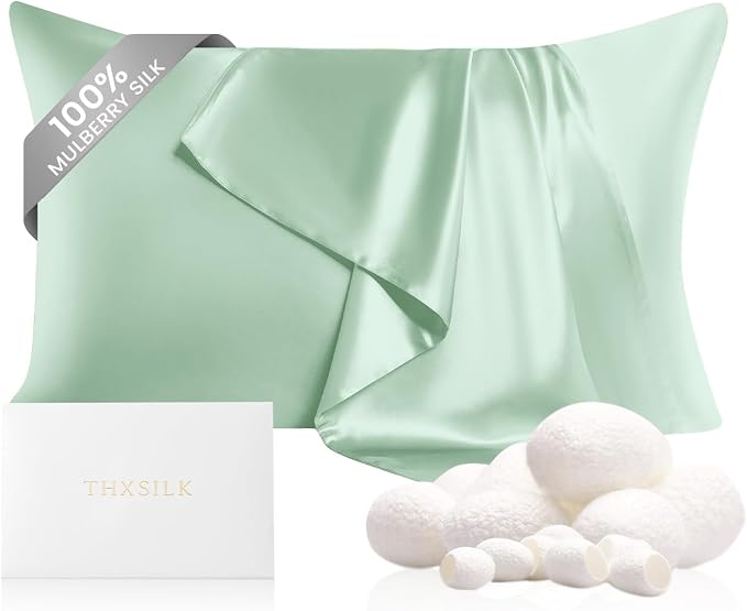 THXSILK Silk Pillowcase for Hair and Skin, 100% Mulberry Silk Bed Pillowcase 22 by THXSILK