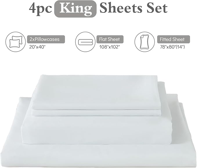 ILAVANDE King Size Sheets Set, Hotel Luxury Super Soft Microfiber Bed Sheets - Image 2