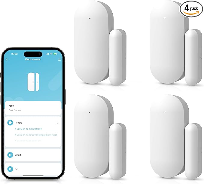 Door Alarm Window Sensors, Door Open Alarm Long Battery Life Wireless by CloureeDirect