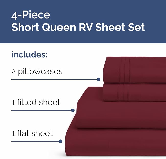 Short Queen Size 4 Piece Sheet Set - Image 2