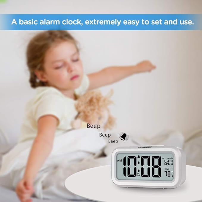Peakeep Night Light Digital Alarm Clock Battery Operated - Image 2