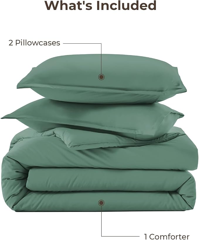 Litanika Comforters King Size Haze Green, 3 Pieces Lightweight Solid Bedding - Image 7