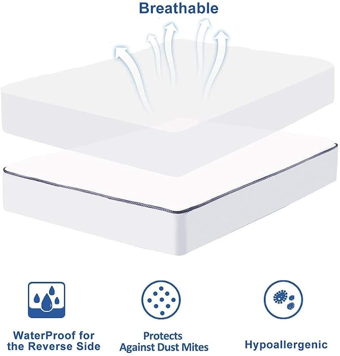 WhatsBedding Waterproof Mattress Pad King Size Cotton Top Down Alternative - Image 9