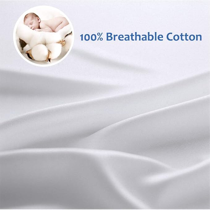 Precoco Queen Pillow Cases Set of 2 | 100% Cotton White Pillowcases Queen Size - Image 2