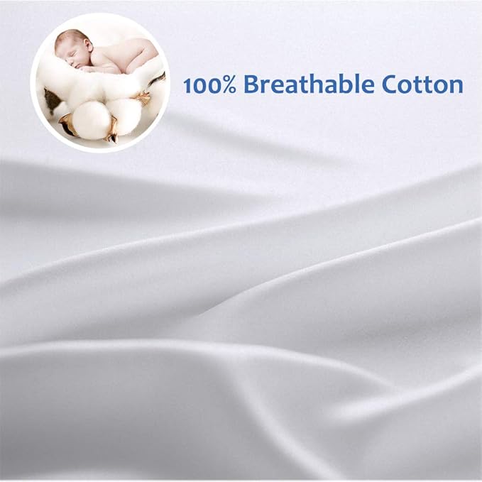 Precoco Pillow Cases Standard Size Set of 2 | 100% Cotton White Pillowcases - Image 2