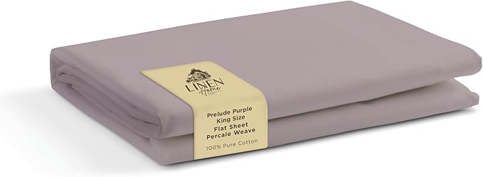 Linen Home 100% Cotton Percale 1 Flat Sheet, King Size by LINENHOME