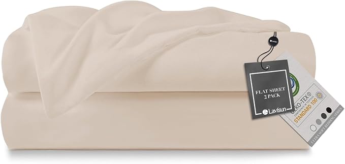 Lavisun King Flat Sheets 2 Pack, Hotel Quality Flat Bed Sheets, Brushed by Lavisun
